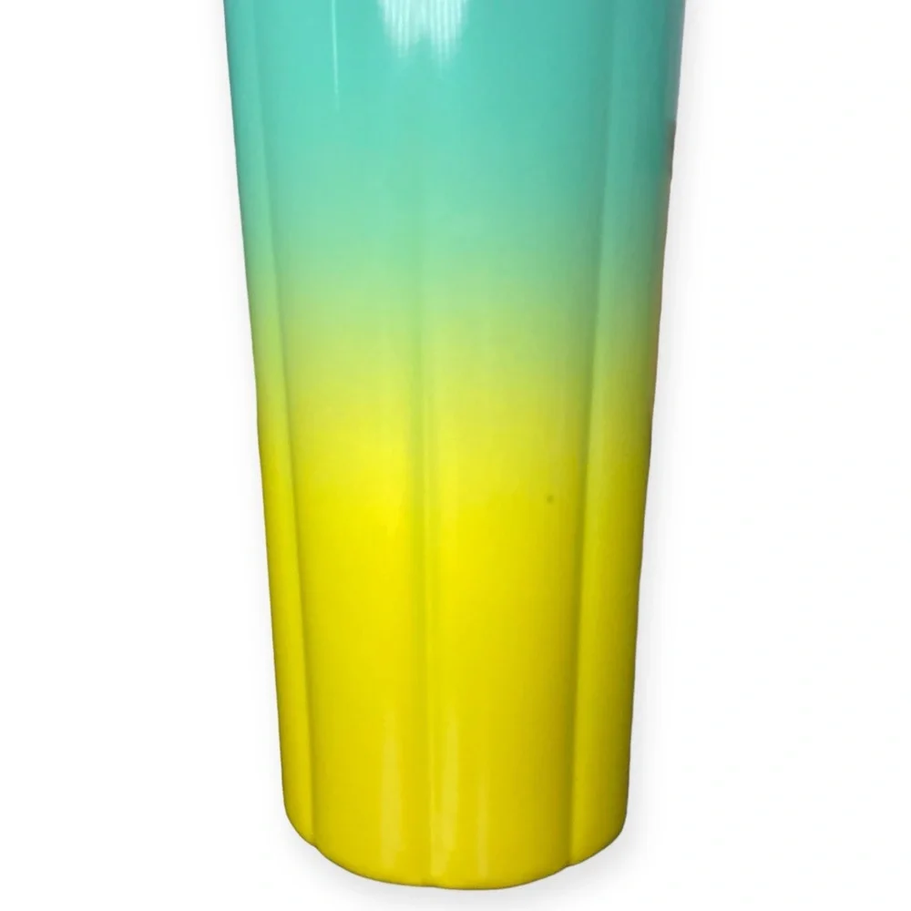 Starbucks Tumbler 2021 Summer Ombré Teal Yellow Stainless 24 oz VENTI 💎OOP💎